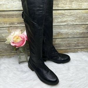 Steve Madden OTK Black Genuine Leather Sz 6.5 M Over The Knee Boots